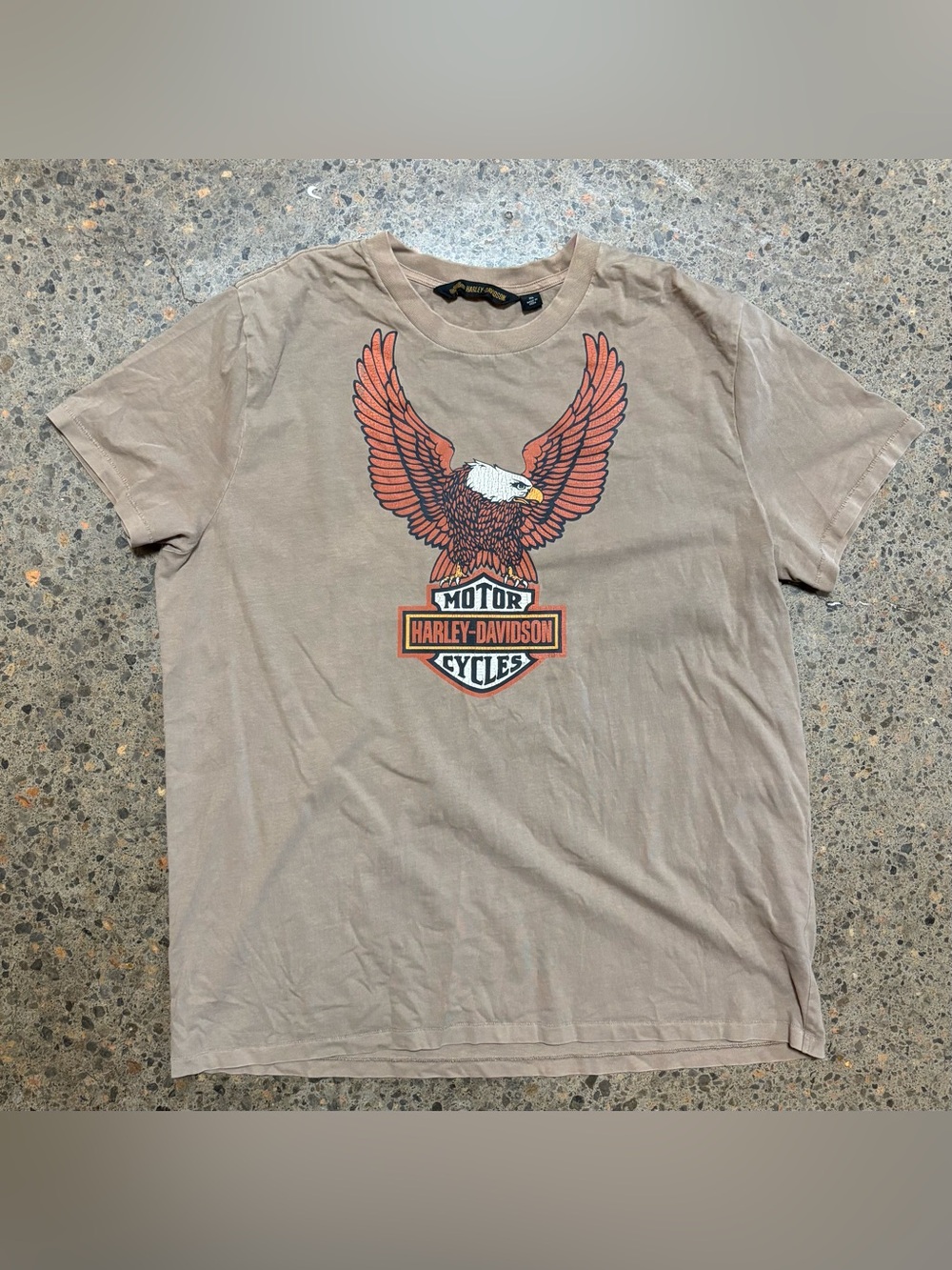 VTG Harley Davidson Eagle Graphic T Shirt Tee (2XL) Vintage, Tan, Brown, Orange